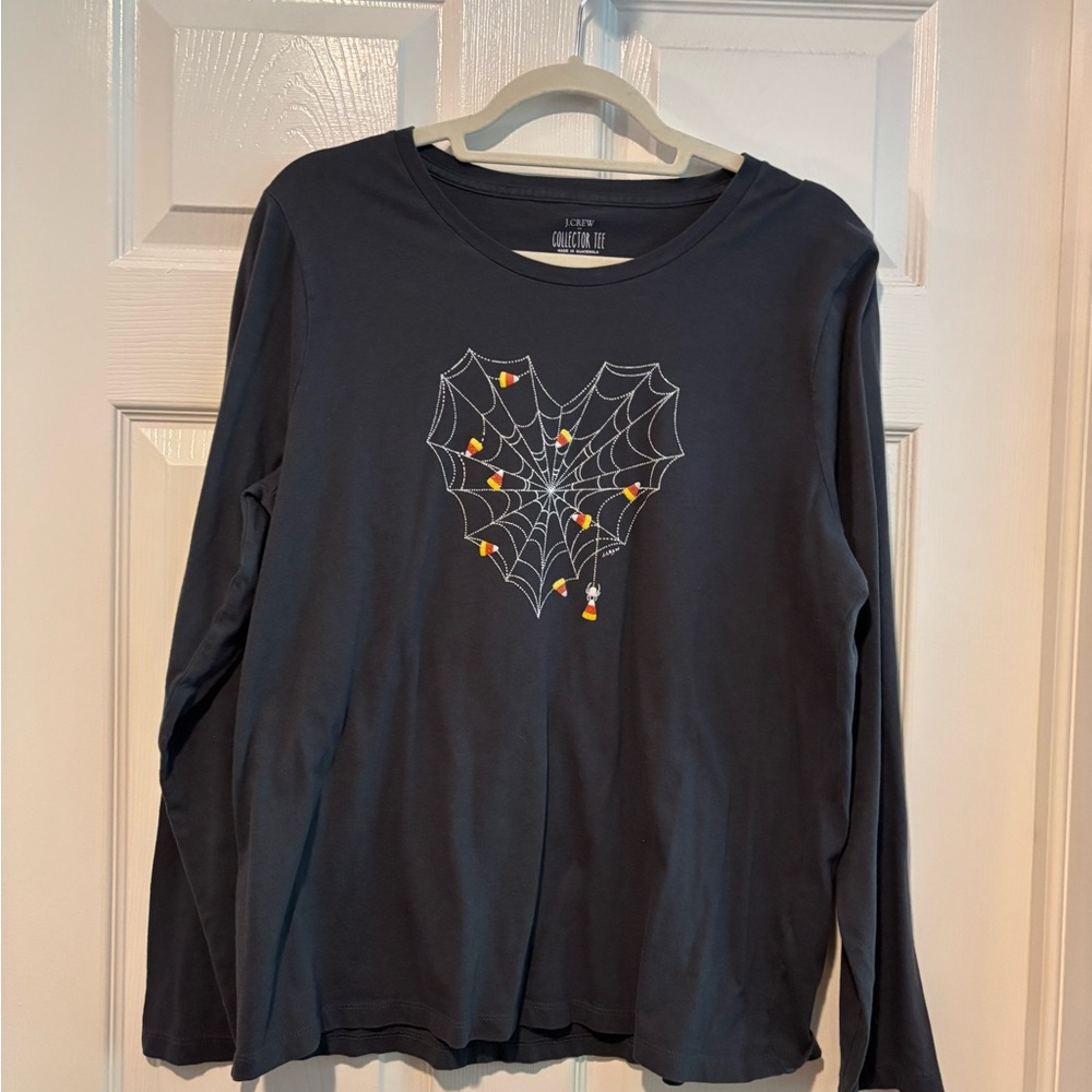 JCrew Gray Long Sleeve TShirt with Halloween Design, Size XL